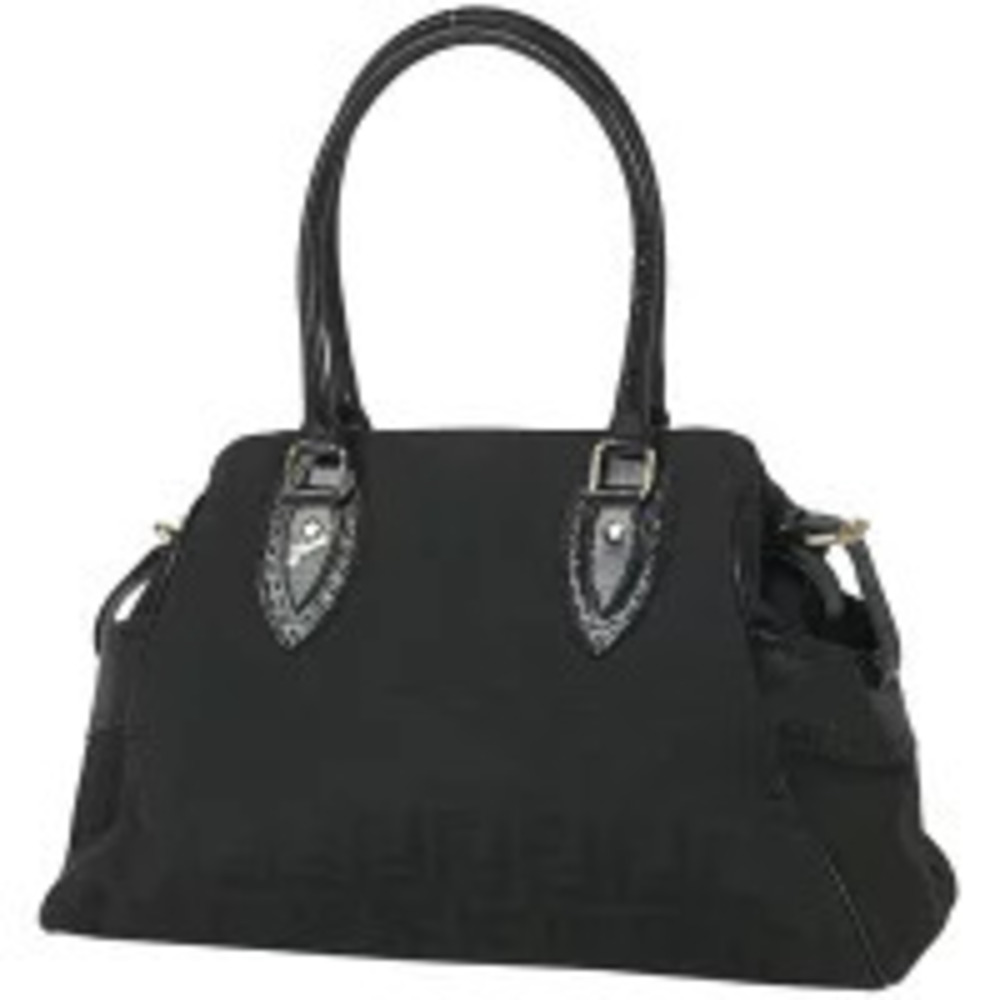 Fendi Zucca handbag star stud shoulder bag tote canvas black